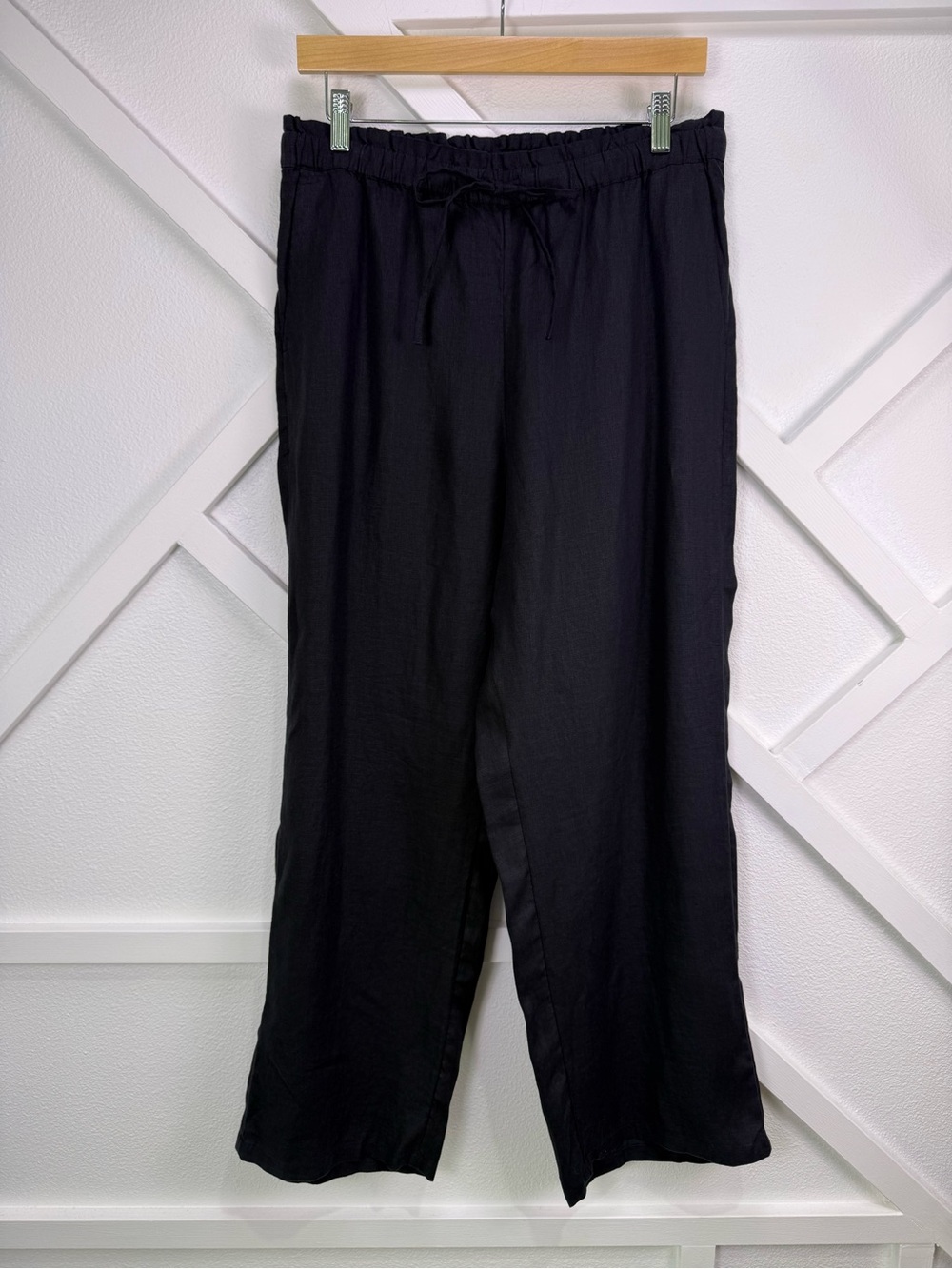 J. Crew Soleil Wide Leg 100% Linen Pants Black Size Medium - Picture 2 of 13